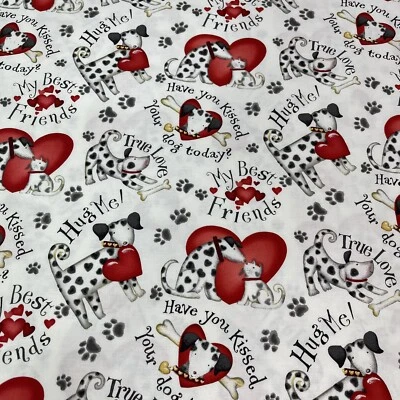 Cute To Boot Beth Logan For Robert Kaufman Fabric Valentine Dogs Cotton Fabric - Image 1 of 4