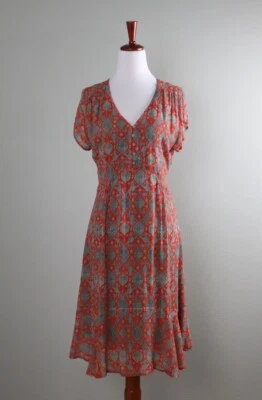 Vestido NILE ATELIER Pieza por Pieza $198 Estampado Papel Pintado Volantes Dobladillo Talla Pequeña Foto 1 de 4