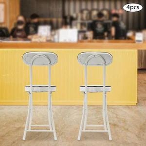 Portable Folding Kitchen Dining Chair 4pcs Upholstered Counter Stool Bar Stool - Picture 1 of 16
