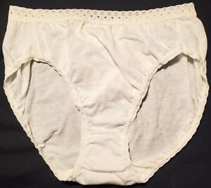 3 Pair White Cotton French Cut PANTIES Size 6 with White Elastic Lace USA Made