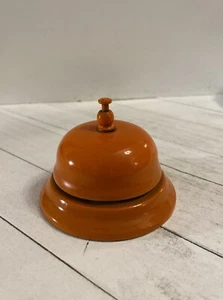 Vintage Orange Hotel Counter Top Desk Office Call Metal Bell Mid Century Modern - Picture 1 of 5