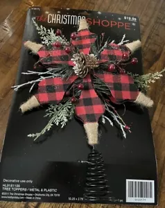 NEW Rustic Farmhouse Modern RED & BLACK BUFFALO CHECK Plaid TREE TOPPER - Picture 1 of 3