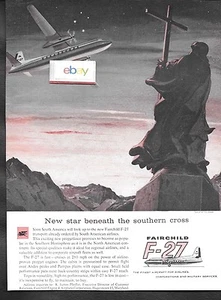 FAIRCHILD AIRPLANE COMPANY F-27 NEW STAR UNDER SOUTHERN CROSS CHRIST ANDES AD - Bild 1 von 1
