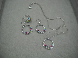 Annaleece  Devries Swarovski Crystal & SILVER Tone Match Earrings,Ring,Necklace - Picture 1 of 8
