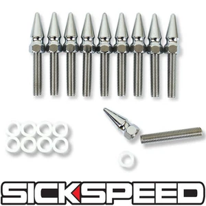 10 PC SPIKED CHROME INTAKE EXHAUST HEADER MANIFOLD STUD BOLT KIT/SET P12 - Bild 1 von 1