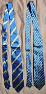 Lot of 2 Dunhill Men's Ties 100% Silk Blue Striped Vivid - Picture 1 of 6