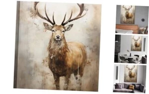 Deer Canvas Wall Art Vintage Elk Watercolor Pictures Wall Decor Rustic - Picture 1 of 7
