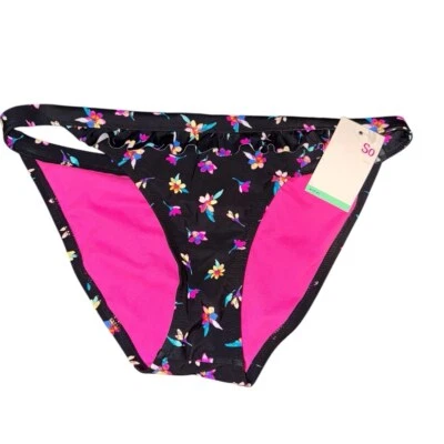 Juniors SO Bikini Bottom S Black Floral size m 7-9 - Изображение 1 из 2