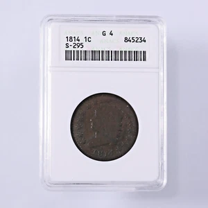 1814 Classic Head 1C ANACS Certified G4 S-295 Plain 4 - Picture 1 of 2