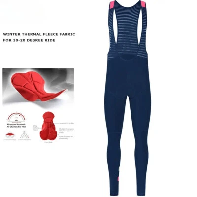 Winter Men's Cycling Bib Pants Thermal Fleece Trousers Winter Leggings with Pad - Image 1 of 4