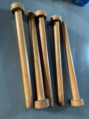 Antique Vintage Primitive Sewing Spools Bobbin Quill  Spindles lot of 5 - Image 1 of 4