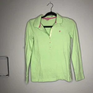 Lilly Pulitzer Shirt Damen Small Green Island Polo bestickt Palme Preppy - Bild 1 von 8