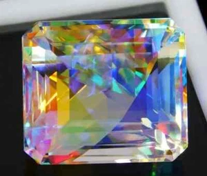 95.26 CT+ Natural Mystic Topaz Emerald Cut Mult-Color Certified Loose Gemstone - Picture 1 of 7
