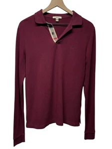 Camisa Polo Burberry Brit Hombre Talla S Borgoña Piqué Nova Cuadros Bordada - Imagen 1 de 7