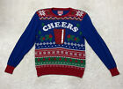 Hybrid Holiday Sweater Mens Size L Cheers Ugly Christmas Panel Cup/Beer Holder