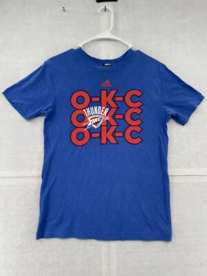 Oklahoma City Shirt Youth Medium Blue Short Sleeve NBA Basketball Adidas Boy's - Image 1 of 4