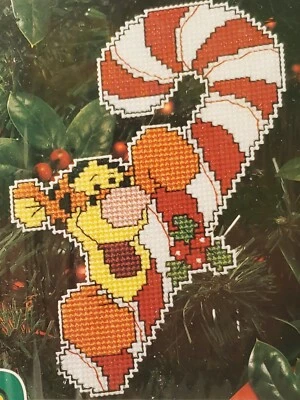 Disney Tigger candy cane Cross Stitch Christmas ornament Pattern and plastic - Image 1 of 4