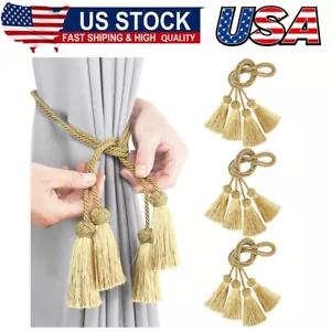 6Pcs Curtain Tiebacks Rope Decorative Curtain Tie Backs for Drapes Hand Woven - Picture 1 of 7