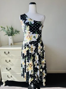 EXOTICATHLETICA XL One Shoulder Fit & Flare Dress Lily Polka Dot Print Stretch - Bild 1 von 8