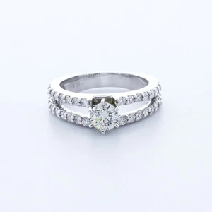 1.6 CT LAB-CREATED DIAMOND E/VS2 ROUND CUT 14K WHITE GOLD SPLIT-BAND ACCENT RING - Picture 1 of 4