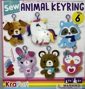 Kit de llavero de costura KRAFUN para niños 8+ - Crea 6 adorables llaveros de muñeca de peluche - Imagen 1 de 3