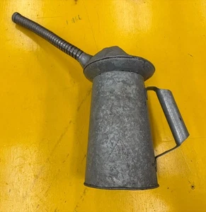 Vintage 2 Quart verzinkte Ölkanne Ausgießer flexibler Ausgießer NYC - Bild 1 von 17