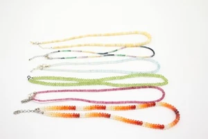 Sterling Silver Clasp Gemstone Necklaces Ruby Peridot x 6 (12g) - Picture 1 of 8