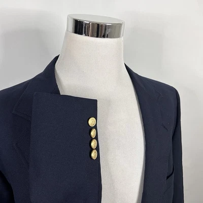 LaCrosse 46XL Vintage Blazer 100% Wool Navy Blue Gold Two Button Lined Vented Foto 1 de 4