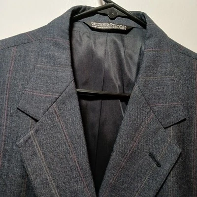 Vtg Christian Brooks Wool Tweed Gray Striped Sport Coat Mens Sz 46R USA - Image 1 of 4