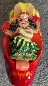 Hula Tänzerin Hawaii geschnitztes Band Wachs Souvenir Kerze Tiki Dekor Vintage 5" - Bild 1 von 5