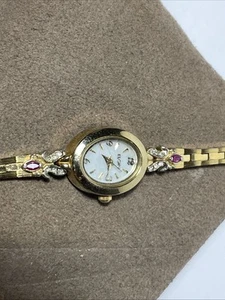 Vintage Original Rubin Elgin Lakes Armbanduhr goldfarben Strass NICHT GETESTET - Bild 1 von 9