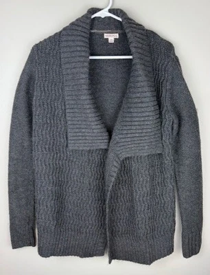 Suéter cárdigan tejido 100 % acrílico frontal abierto gris oscuro MERONA para mujer talla grande Foto 1 de 3