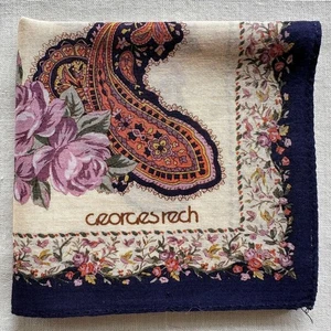VTG Handkerchief light Yellow Cotton Orange Paisley Floral Bunch Patten Hanky 17 - Picture 1 of 3