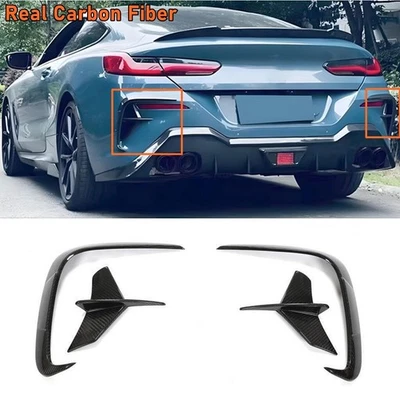 Ajuste de carbono seco para BMW 8 Series G14 G15 M850i aletas de para-choque traseiro divisores de canards - Imagem 1 de 4