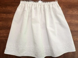 Handmade Upcycled Fashion Kids White Cotton Flare Skirt Embroidery Accents S 5-6 - Picture 1 of 9