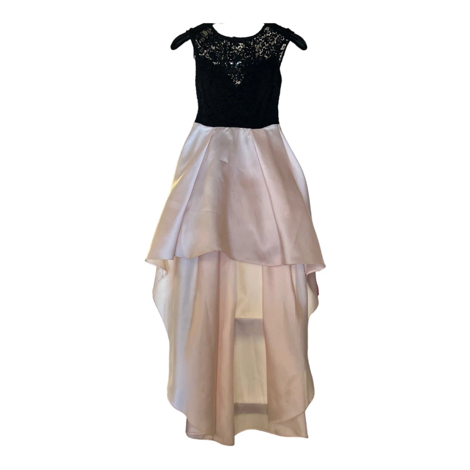 Vestido B. Darlin Encaje & Satán Negro/Melocotón Corto/Largo en la Espalda Talla 3/4 Foto 1 de 4