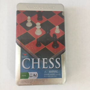 Classic Games CHESS in Silver Tin  NEW Queens Gambit!