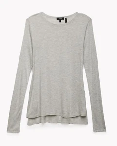 NEW THEORY Women's Drapey Side Slit Long Sleeve Tee Shirt Top dusty blue P - Picture 1 of 2