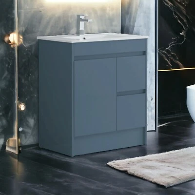 BATHROOMSANDTAPS 100% Waterproof - 750mm Vanity Unit /DARK GREY - PVC-INCLUDING BASIN WET ROOM