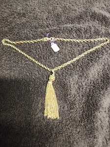 Great Vintage Kramer Gold Tone Rope Style Necklace with Tassel Pendant - Picture 1 of 4