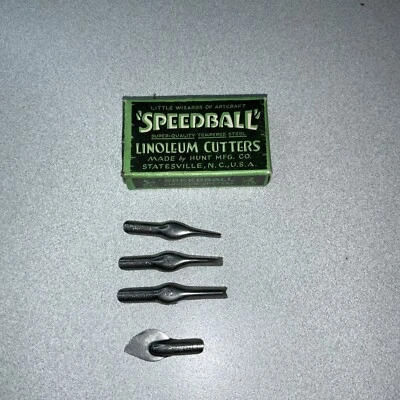 Vintage Speedball Linoleum Cutter - Original Box And Four Cutters. - Image 1 of 4