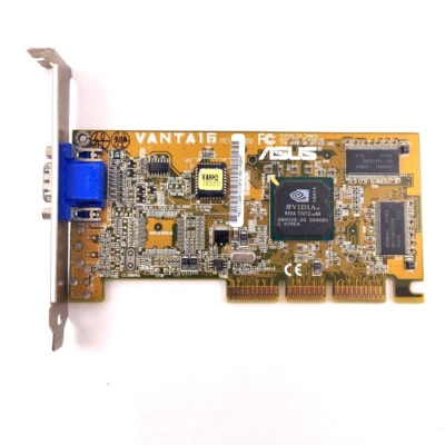 ASUS Nvidia Vanta16 Desktop Video Card Riva TNT2 64 AGP Tested Working Vintage - Image 1 of 4