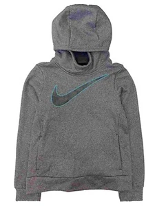 Nike Therma Girls Gray & Aqua Blue Hoodie Sweatshirt Jacket Dri-fit - Picture 1 of 1