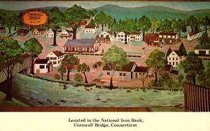 Postcard mural painting Cornwall bridge National iron bank - Picture 1 of 2