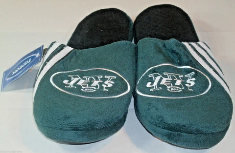 NFL New York Jets Stripe Logo Dot Sole Slippers Size XL by FOCO Cover