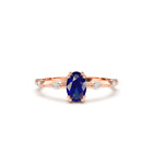 0.54 Ct TW Lab-Created Blue Sapphire & Diamond Engagement Ring 14k Rose Gold