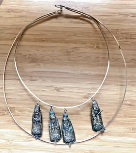 Antique Estate Chinese Silver Hat Ornament Pendant Collar Necklace - Picture 1 of 5