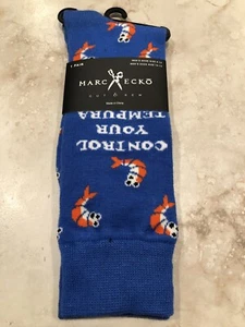 New Marc Ecko Mens Pair Of Novelty Crew Socks Blue Shrimp Control Your Tempura - Picture 1 of 2