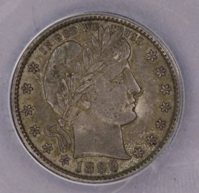 1899-P 1899 Barber Quarter 25c ANACS - AU53 - Image 1 of 4