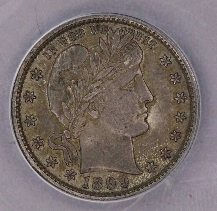 1899-P 1899 Barber Quarter 25c ANACS - AU53 - Image 1 of 4